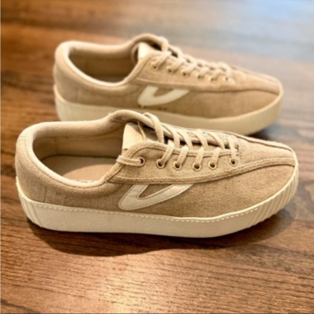 Casual Women's Suede Sneakers in Beige - Neutral Everyday Style - Picture 4 of 5